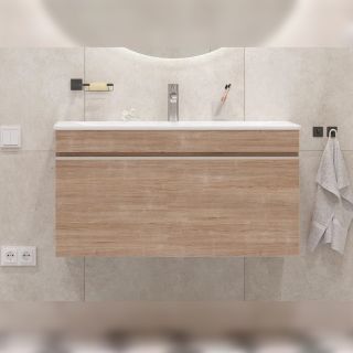 Тумба под раковину подвесная Velvex Pulsus tp.PUL.PUL.100.1Y дуб сонома, 100 см Тумба под раковину подвесная Velvex Pulsus tp.PUL.PUL.100.1Y дуб сонома, 100 см