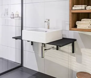 Столешница Good Door из литьевого мрамора, глянцевая 1200*470 Черная