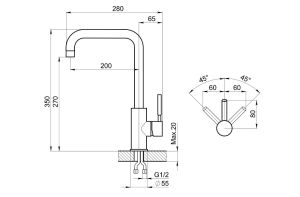 Смеситель для кухни Granula Standart  ST-4033, ПЕСОК