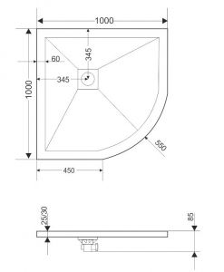 Душевой поддон RGW ST/R-G 16153100-02 100x100см графит