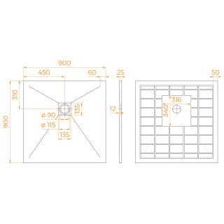 Душевой поддон RGW STONE TRAY-G 14152099-02-11 90x90 см графит Душевой поддон RGW STONE TRAY-G 14152099-02-11 90x90 см графит