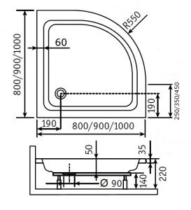 Поддон для душа RGW STYLE PL 900х900х220
