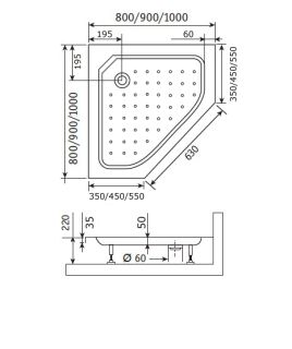 Поддон для душа RGW STYLE TR 1000х1000х220 Поддон для душа RGW STYLE TR 1000х1000х220