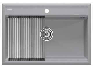 Комплект Paulmark: мойка Stepia 80 и ролл-мат Step PM117551-GRS+R375-BS серый дым/брашированная нержавеющая сталь Комплект Paulmark: мойка Stepia 80 и ролл-мат Step PM117551-GRS+R375-BS серый дым/брашированная нержавеющая сталь