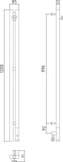 Полотенцесушитель электрический Сунержа Нюанс 3.0 120 см 120x10 см, матовый белый, I-образный