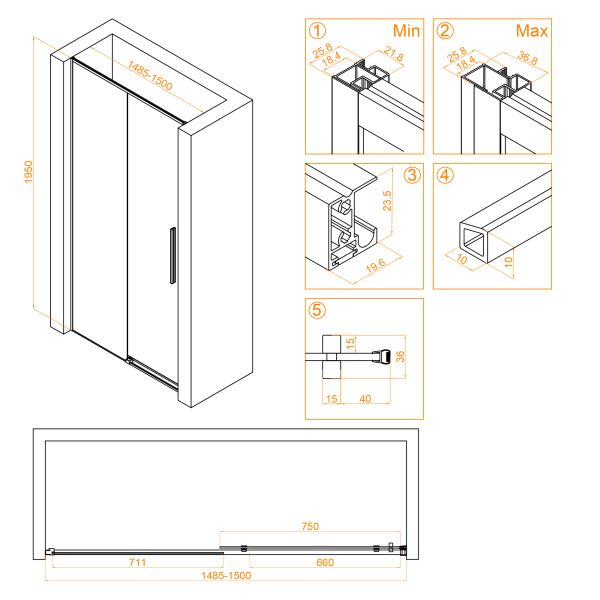 Душевая дверь RGW SV-12G 32321215-16 150см золото