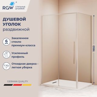 Душевой уголок RGW SV-42 SV-12 + Z-050-2 32324240-011 140x100 см профиль хром стекло прозрачное