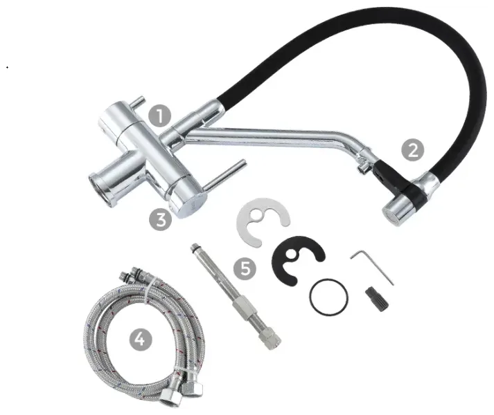 Смесители для кухни Gappo G4398-80 под фильтр с гибким изливом хром/чёрный