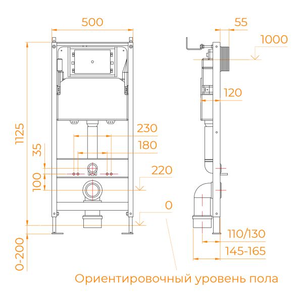 Система инсталляции для унитаза RGW SWI-02 68420301-01