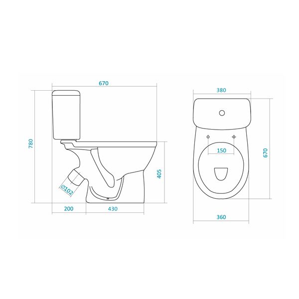 Унитаз напольный Santek Бореаль с сиденьем дюропласт Soft-close, антивсплеск 1WH302146