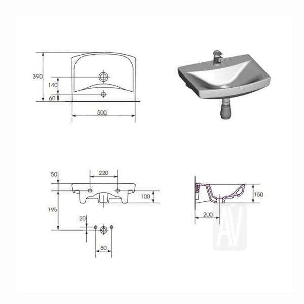 Раковина Cersanit CARINA 50 UM-CAR50/1 50x39