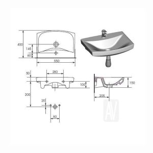 Раковина Cersanit CARINA 55 UM-CAR55/1 55x40