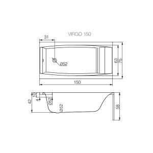 Акриловая ванна Cersanit VIRGO 150х75