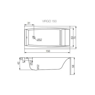Акриловая ванна Cersanit VIRGO 150х75 Акриловая ванна Cersanit VIRGO 150х75