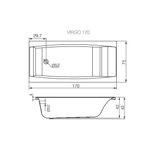 Акриловая ванна Cersanit VIRGO 170х75