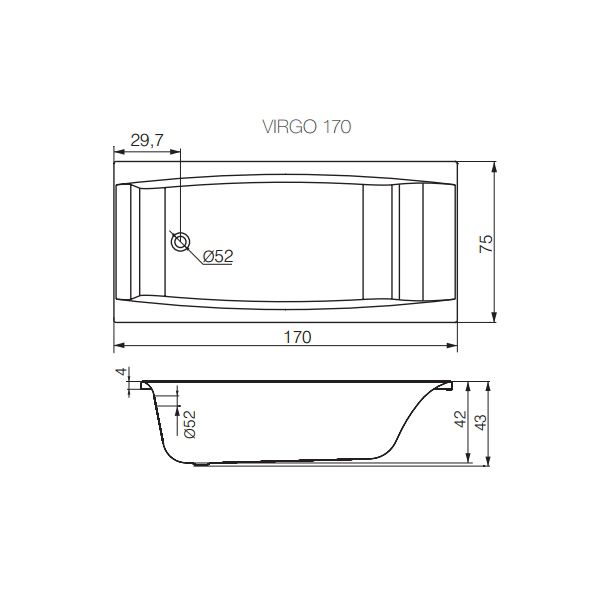 Акриловая ванна Cersanit VIRGO 170х75