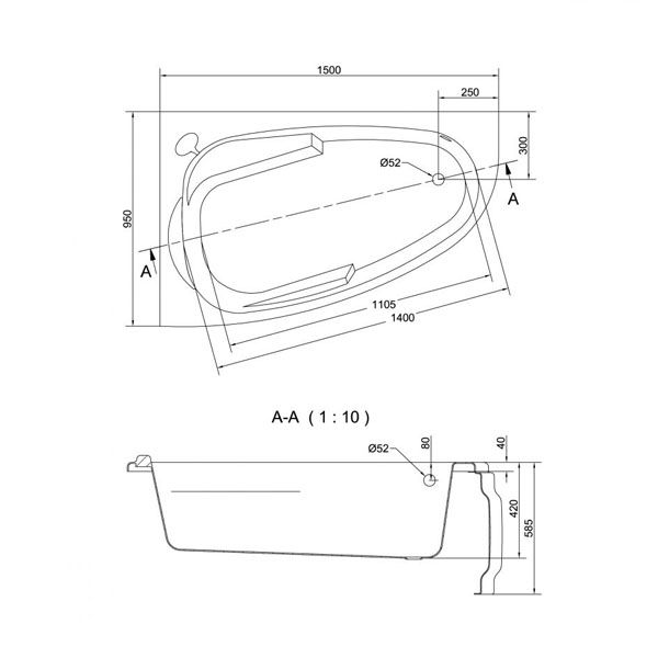 Акриловая ванна Cersanit JOANNA L 150х95 (63336) Акриловая ванна Cersanit JOANNA L 150х95 (63336)