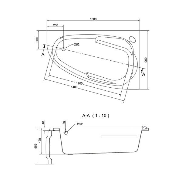 Акриловая ванна Cersanit JOANNA 150х95 R