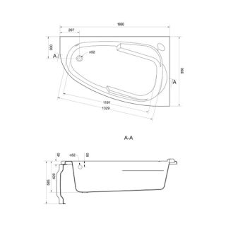 Акриловая ванна Cersanit JOANNA 160х95 R Акриловая ванна Cersanit JOANNA 160х95 R
