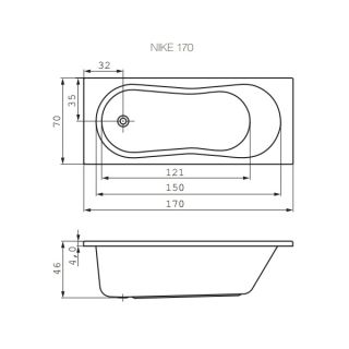 Акриловая ванна Cersanit NIKE 170х70 Акриловая ванна Cersanit NIKE 170х70