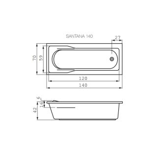 Акриловая ванна Cersanit SANTANA 140х70 Акриловая ванна Cersanit SANTANA 140х70