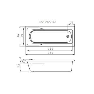 Акриловая ванна Cersanit SANTANA 150х70 Акриловая ванна Cersanit SANTANA 150х70