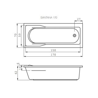Акриловая ванна Cersanit SANTANA 170х70 Акриловая ванна Cersanit SANTANA 170х70