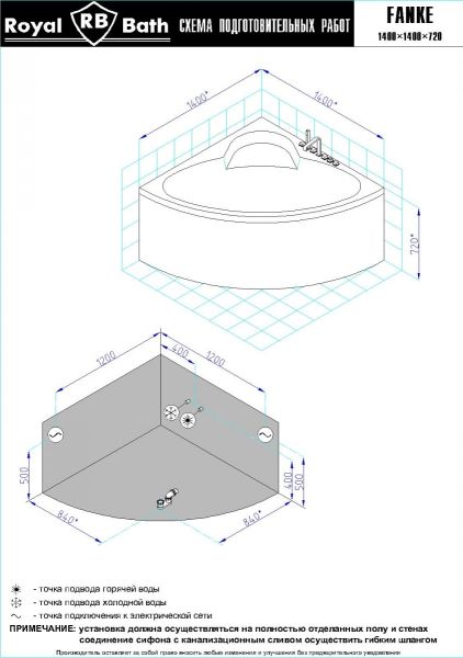 Гидромассажная ванна Royal Bath Fanke Comfort 140x140см белый RB581200CO