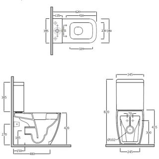Унитаз-компакт Kludi Resa C 28WCB0543 безободковый белый