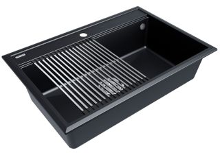 Комплект Paulmark: мойка Stepia 80 и ролл-мат Step PM117551-BLM+R375-BS чёрный металлик/брашированная нержавеющая сталь Комплект Paulmark: мойка Stepia 80 и ролл-мат Step PM117551-BLM+R375-BS чёрный металлик/брашированная нержавеющая сталь