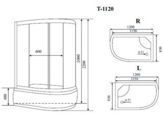 Душевая кабина Timo Standart T-6620SFL Silver Fabric 120x85см Душевая кабина Timo Standart T-6620SFL Silver Fabric 120x85см