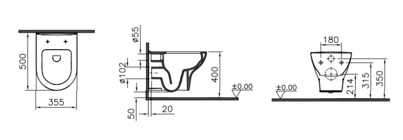 Унитаз Vitra Zentrum 5795B003-0075 подвесной Унитаз Vitra Zentrum 5795B003-0075 подвесной