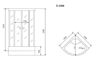 Timo Standart T-6600 B Black душевая кабина (100*100*220) Timo Standart T-6600 B Black душевая кабина (100*100*220)