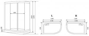 Timo Standart T-6602 Black R душевая кабина (120*85*220)