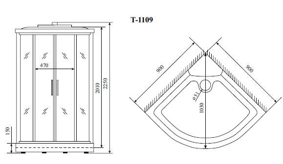 Timo Standart T-6609 S Silver душевая кабина (90*90*220)