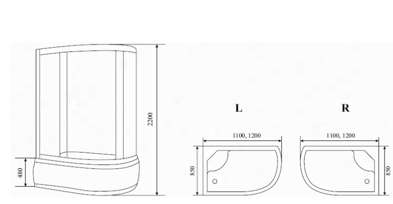 Timo Standart T-6620 Black L душевая кабина (120*85*220) Timo Standart T-6620 Black L душевая кабина (120*85*220)