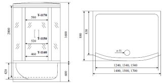 Timo Standart T-6650 Black душевая кабина (150*88*220) Timo Standart T-6650 Black душевая кабина (150*88*220)