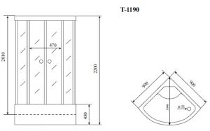 Timo Standart T-6690 B Black душевая кабина (90*90*220)