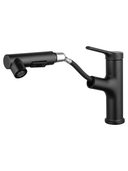 Смеситель для раковины Wonzon & Woghand WW-A40862-MB с выдвижным изливом чёрный матовый