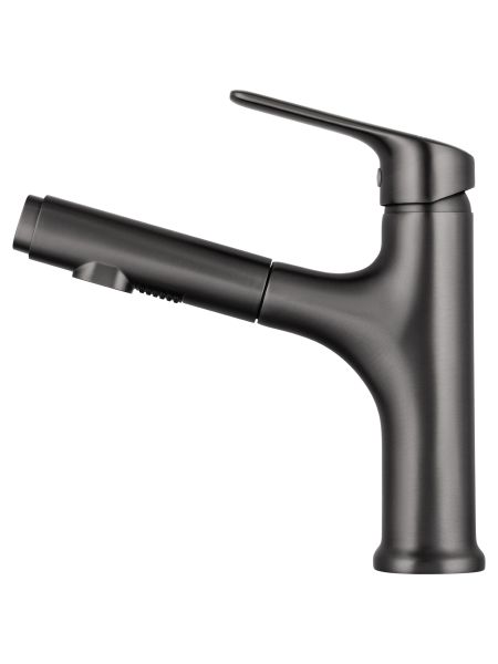 Смеситель для раковины Wonzon & Woghand WW-AE4151-BGG с выдвижным изливом тёмный графит