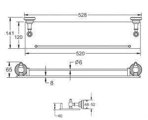 Полка стеклянная Rose RG1119 53см хром