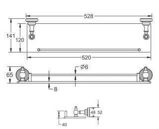 Полка стеклянная Rose RG1119 53см хром Полка стеклянная Rose RG1119 53см хром