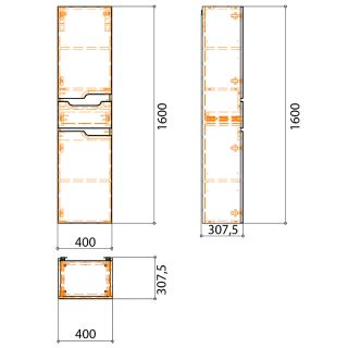 Пенал подвесной Azario Kantri CS00097264 левосторонний 40 см белый глянец