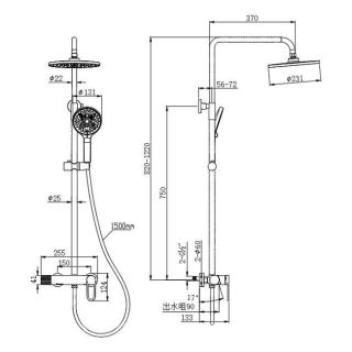 Душевая стойка Kohr SUN 1LN130302DB-0000A чёрный