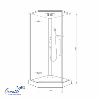 Душевая кабина Ceruttispa АМИ (AMI) P 90x90 см профиль чёрный стекло прозрачное с узором