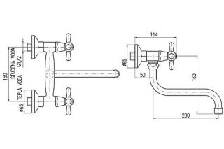 Смеситель для кухни Rav Slezak Morava Retro MK101.5/21CMATC черный хром