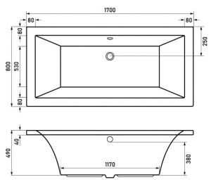 Акриловая ванна Berges Tari 170x80см белый 050028