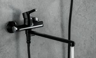 Смеситель для ванны Gappo G2203-6 чёрный/хром