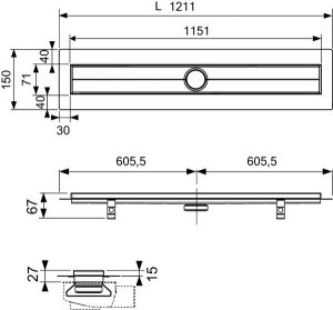 TECE Дренажный канал TECEdrainline, прямой 601200 Seal System 120 см