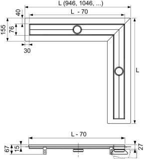 TECE Угловой канал TECEdrainline 611000  Seal System 100 х 100 cм TECE Угловой канал TECEdrainline 611000  Seal System 100 х 100 cм